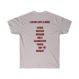 I am not just a biker (Male) Gray and Red Font only