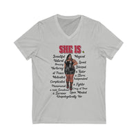 She Is Curvaceous V-Neck Tee