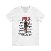 She Is Curvaceous V-Neck Tee