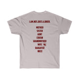 I am not just a biker (Female) Gray /Red Font only
